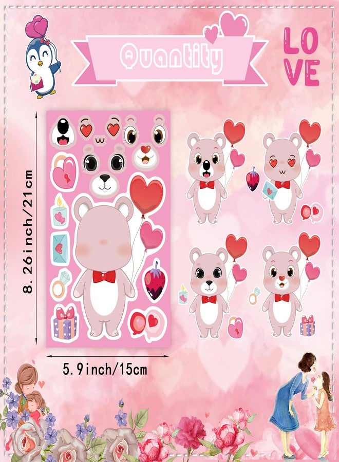 DUJAA 32 Sheets Valentine Stickers for Kids, Valentines Crafts Heart Love Sticker Make a Face Stickers, Make Your Own Animal Stickers Valentines Gifts for Kids Classroom Valentine Goodie Bags Party Favors - Image 3